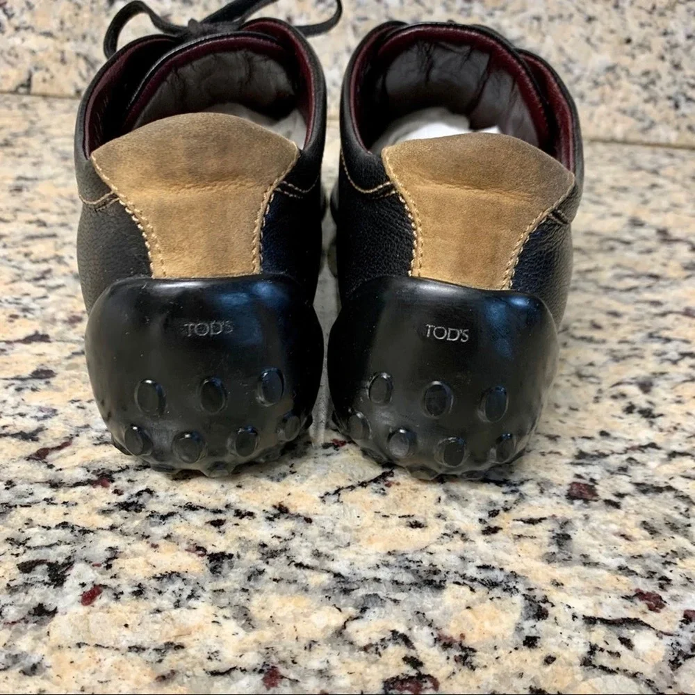 Tod's Leather & Suede Lace Up Bowling Sneakers in Black Size 38 - Picture 8 of 13